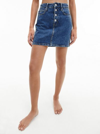 Calvin Klein Ruhák HU591999 | Calvin Klein High Rise Denim Női Mini Szoknya Sötét Kék